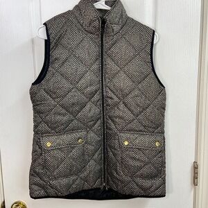 Baku black striped geometric pocket full zip quilted lined winter fashion vest M